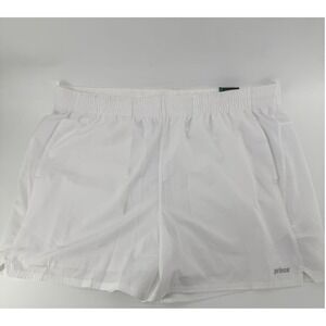 NWT Prince Mens Woven Tennis Shorts White XXL 5 Inch Inseam Built-In Underwear